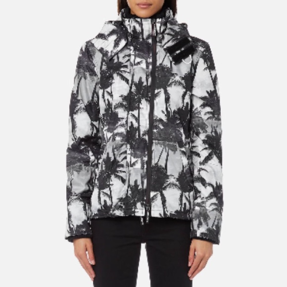 Superdry Windcheater Women's Black and White Palm Print Jacket